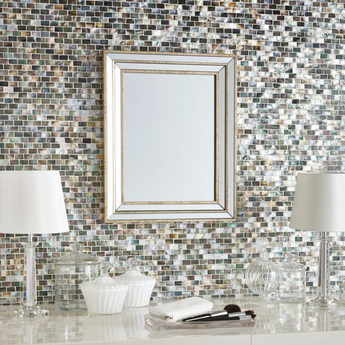 Mother of Pearl (Dark) Brickbond Shell Mosaic