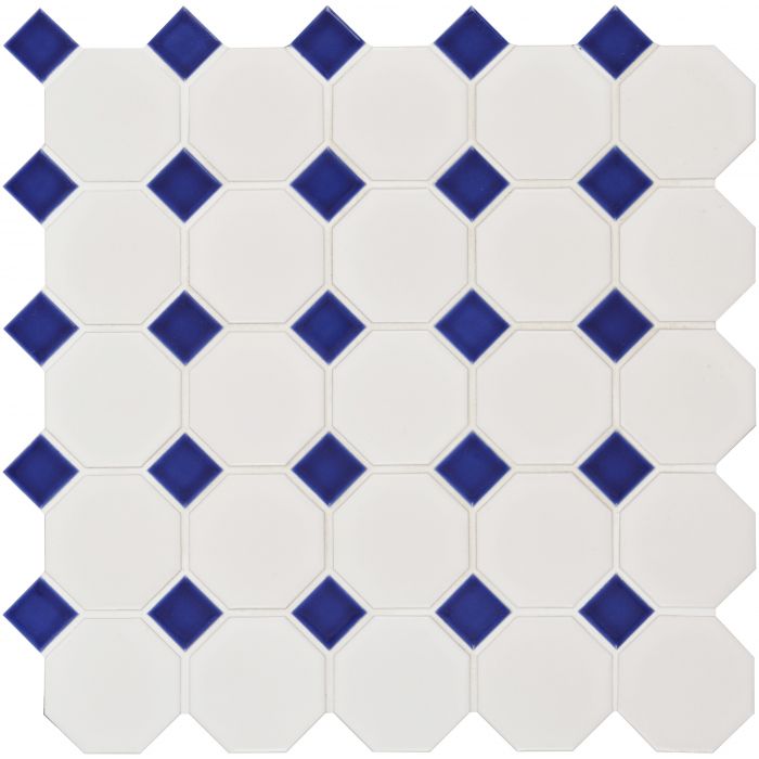 Blue Octagon & Dot Floor Mosaic