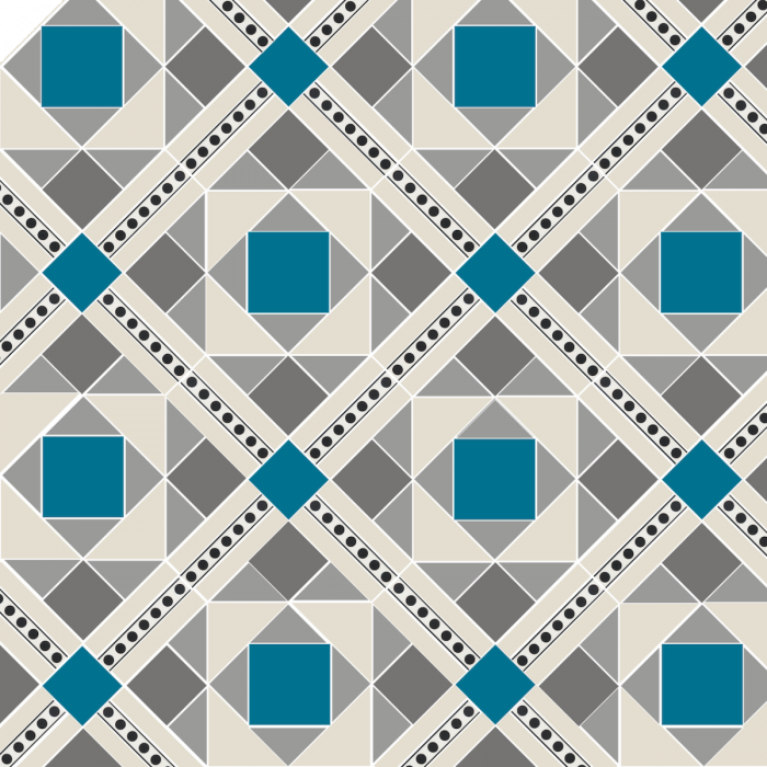 Lindisfarne - Blue, Dover White, Grey & Revival Grey with Melbourne Black on Dover White