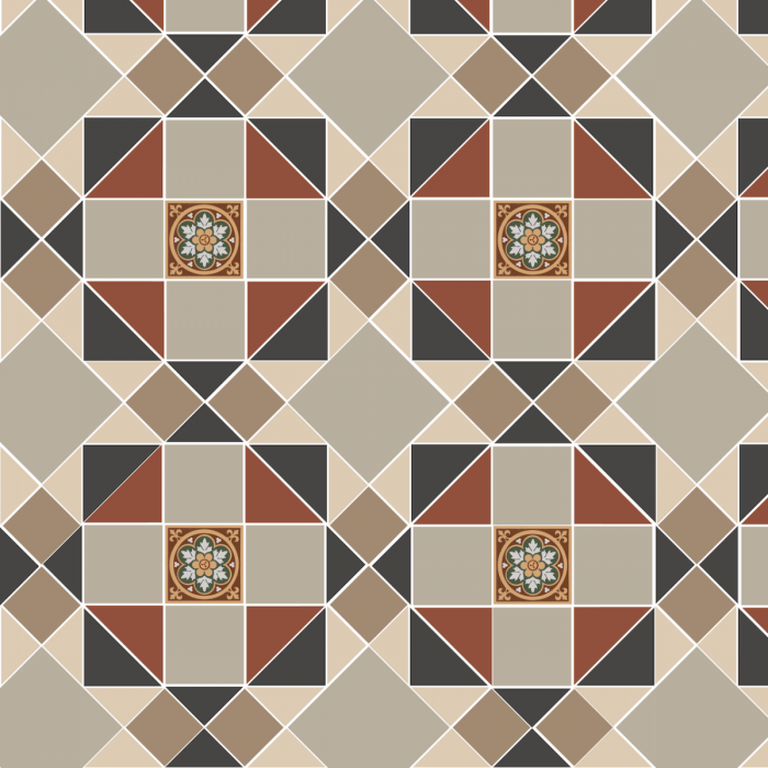 Rochester - Black, Holkham Dune, Red, Regency Bath & White with Livingstone Green on Buff