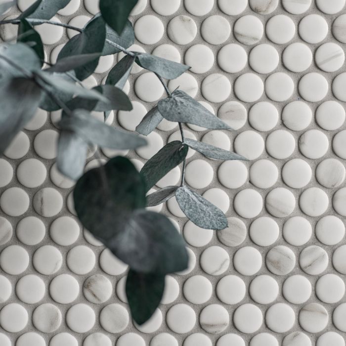 Penny Round Matt Carrara White
