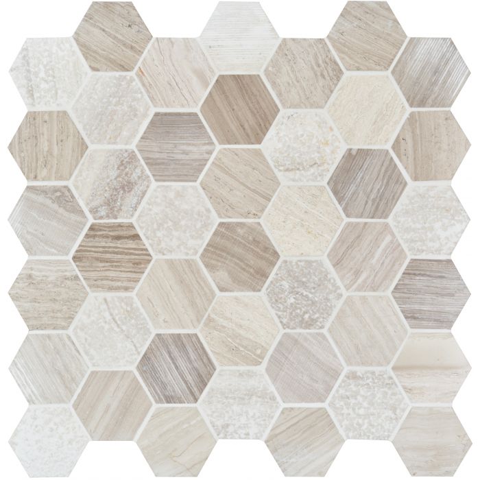 Perla Large Hexagon Stone Mosaic