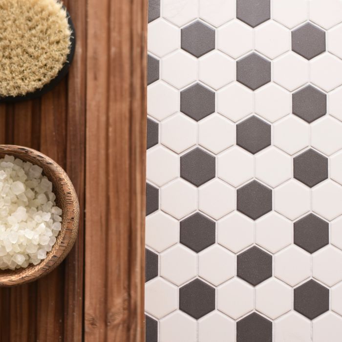 Porcelain Hexagon White & Black