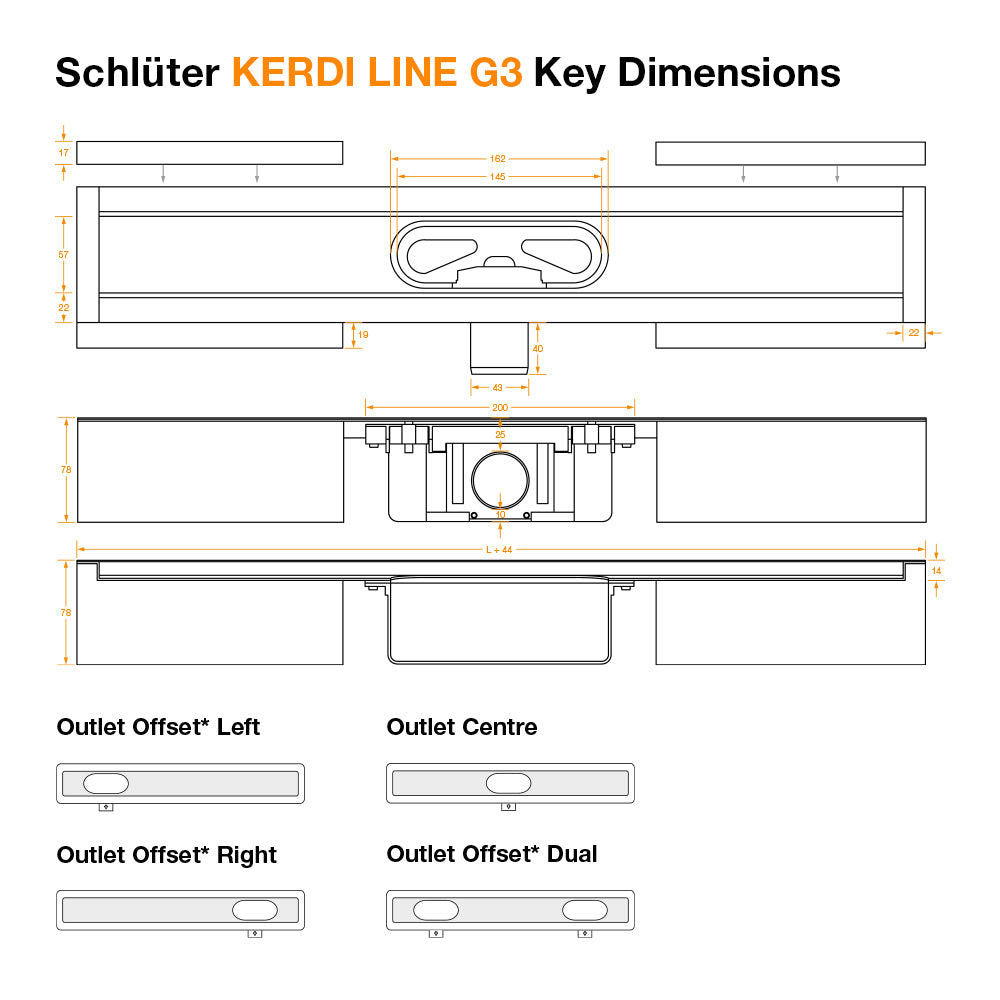 Kerdi-Line-G3 Centre Outlet Drainage Set