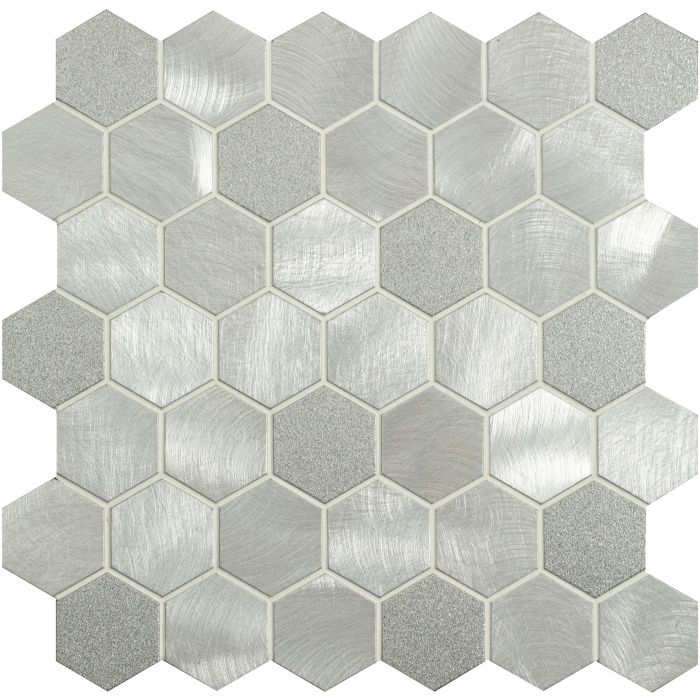 Fenrir Silver Mixed Finish Hexagon Mosaic