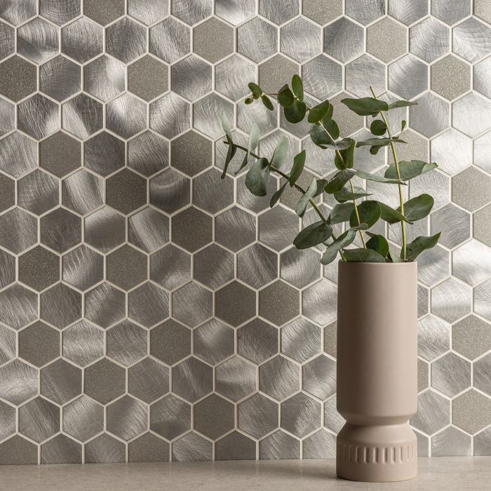 Fenrir Silver Mixed Finish Hexagon Mosaic