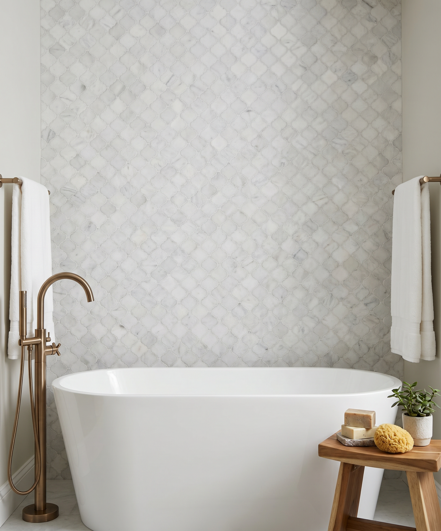 Alpi Carrara Marble Honed Arabesque Mosaic