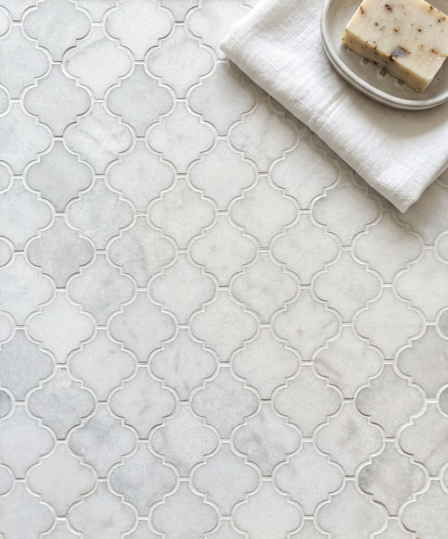 Alpi Carrara Marble Honed Arabesque Mosaic