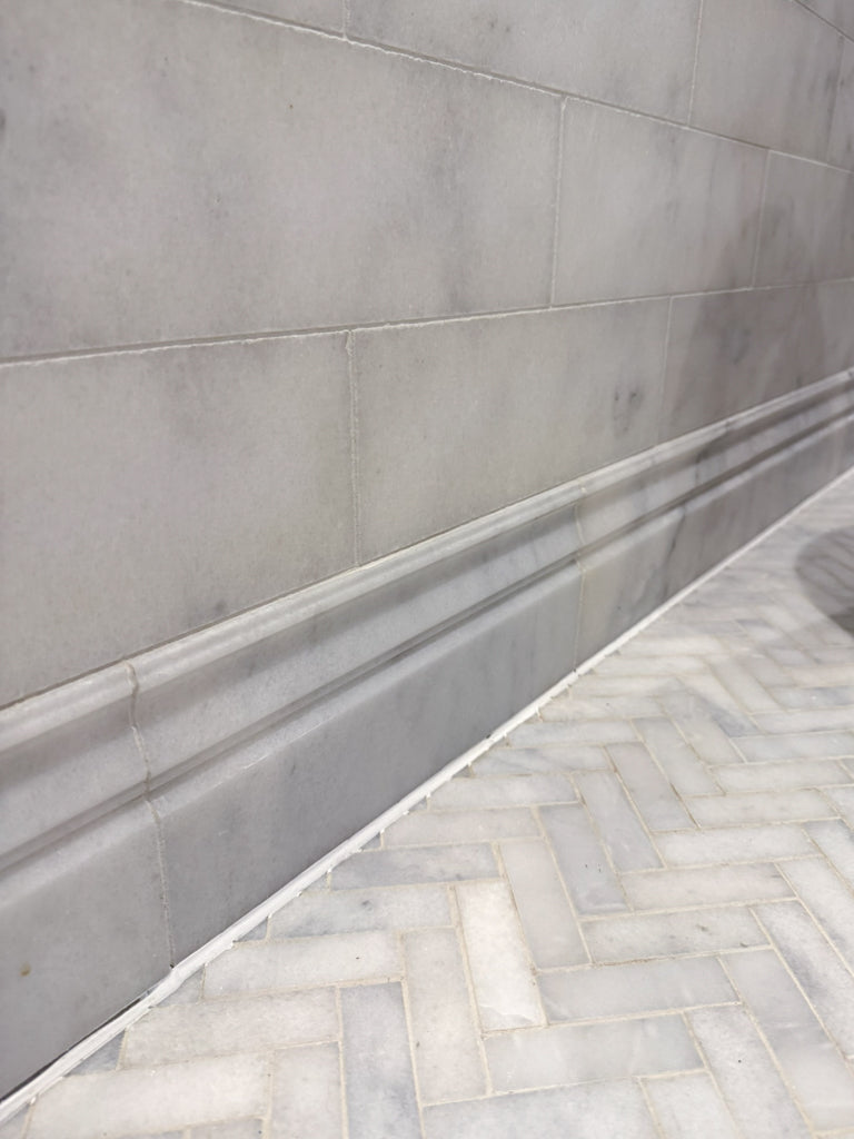 Alpi Carrara Marble Honed Herringbone Mosaic