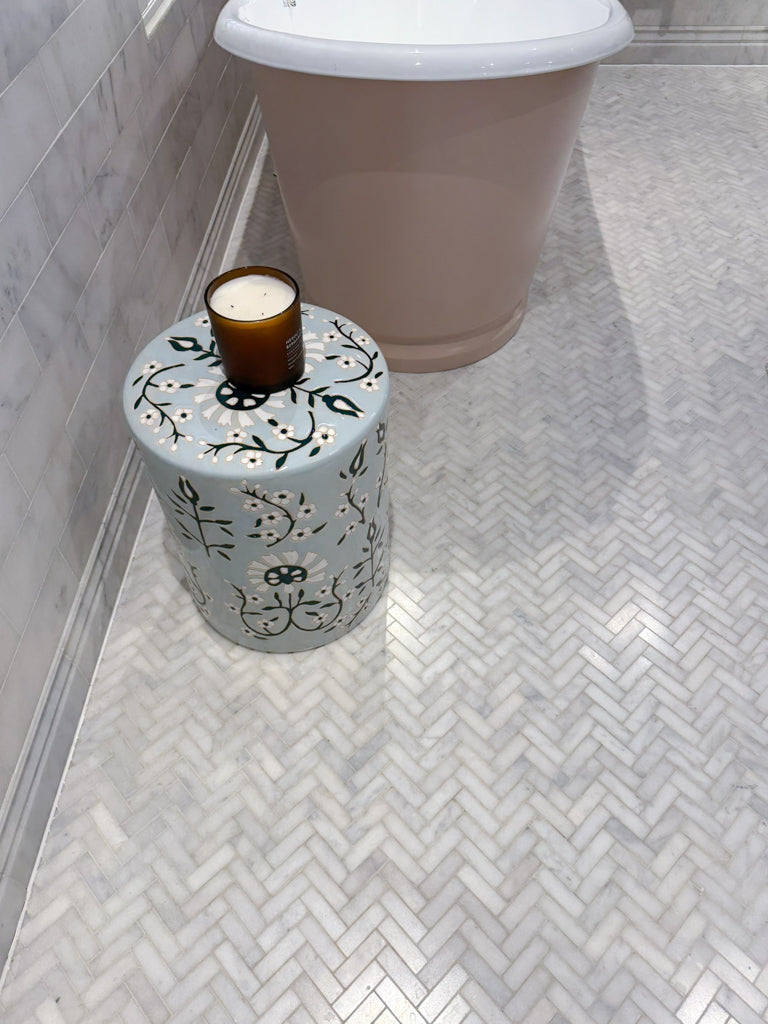 Alpi Carrara Marble Honed Herringbone Mosaic