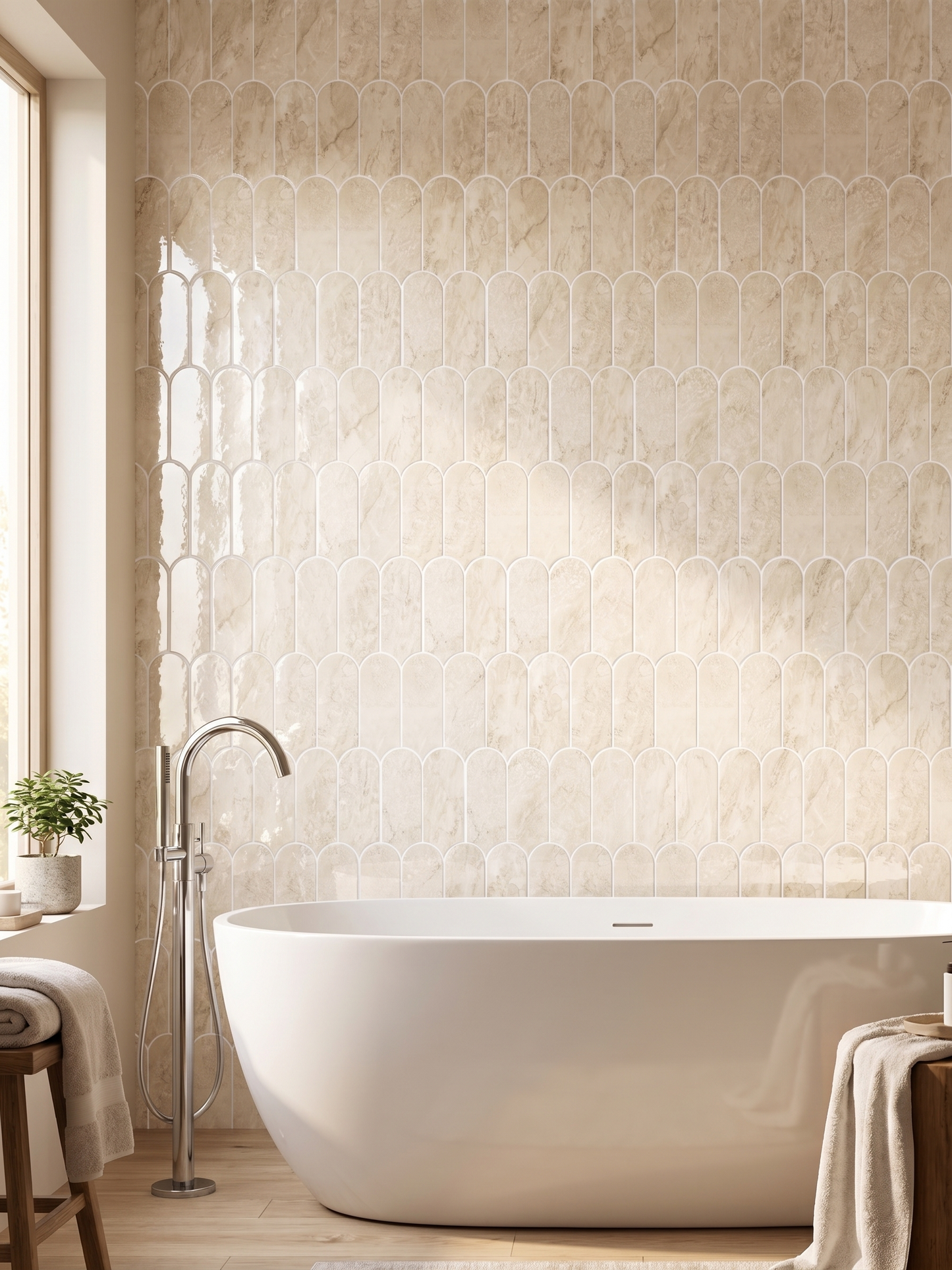 Capri Ivory Feather Glossy Ceramic