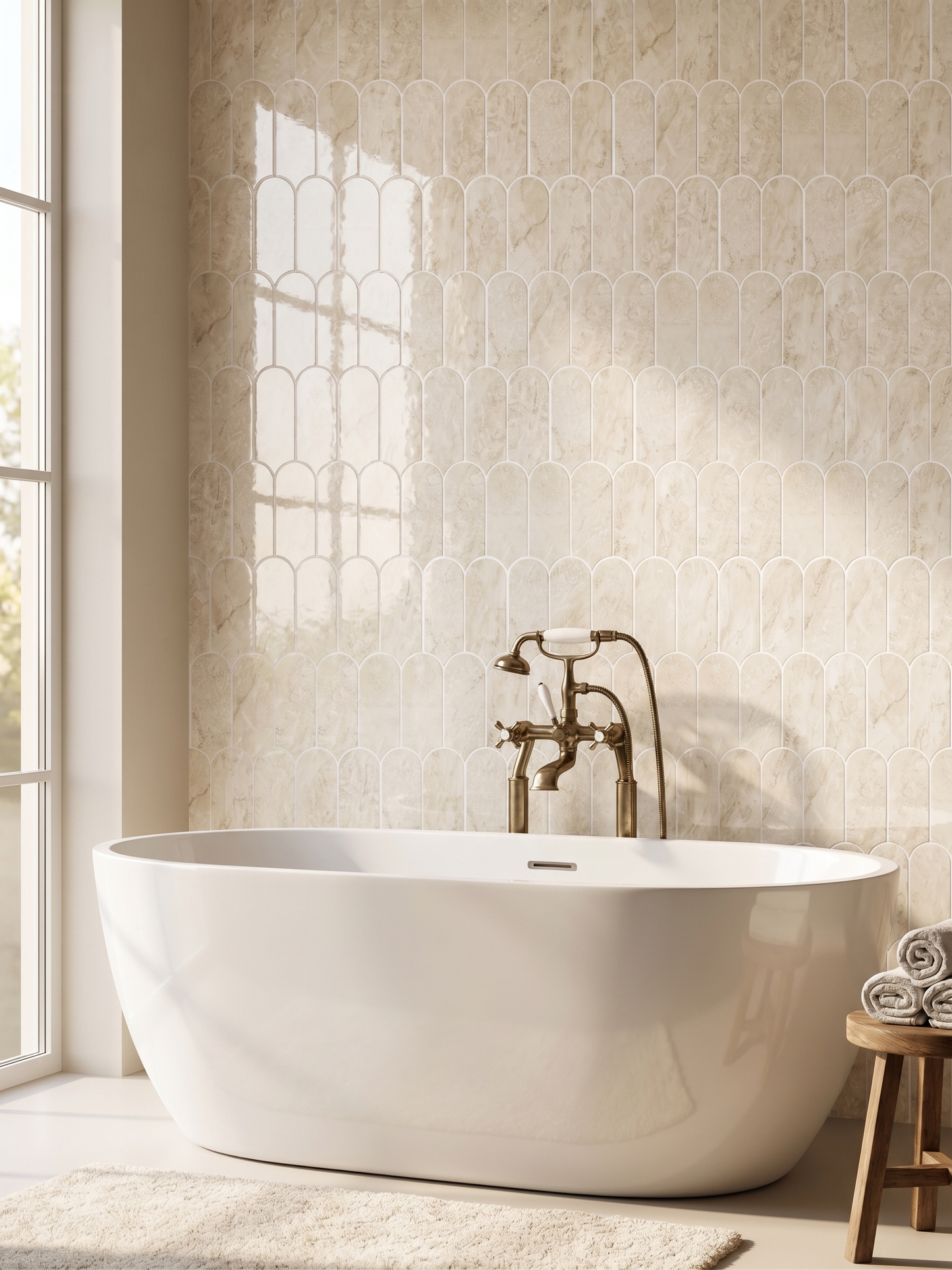 Capri Ivory Feather Glossy Ceramic