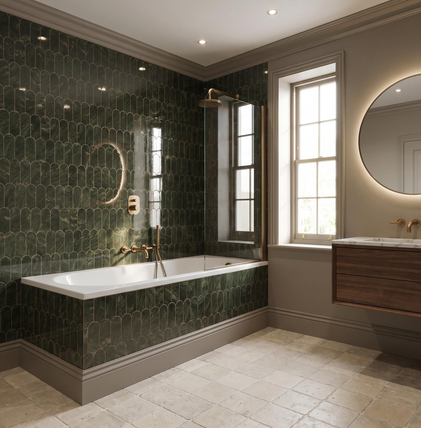 Capri Verde Feather Glossy Ceramic