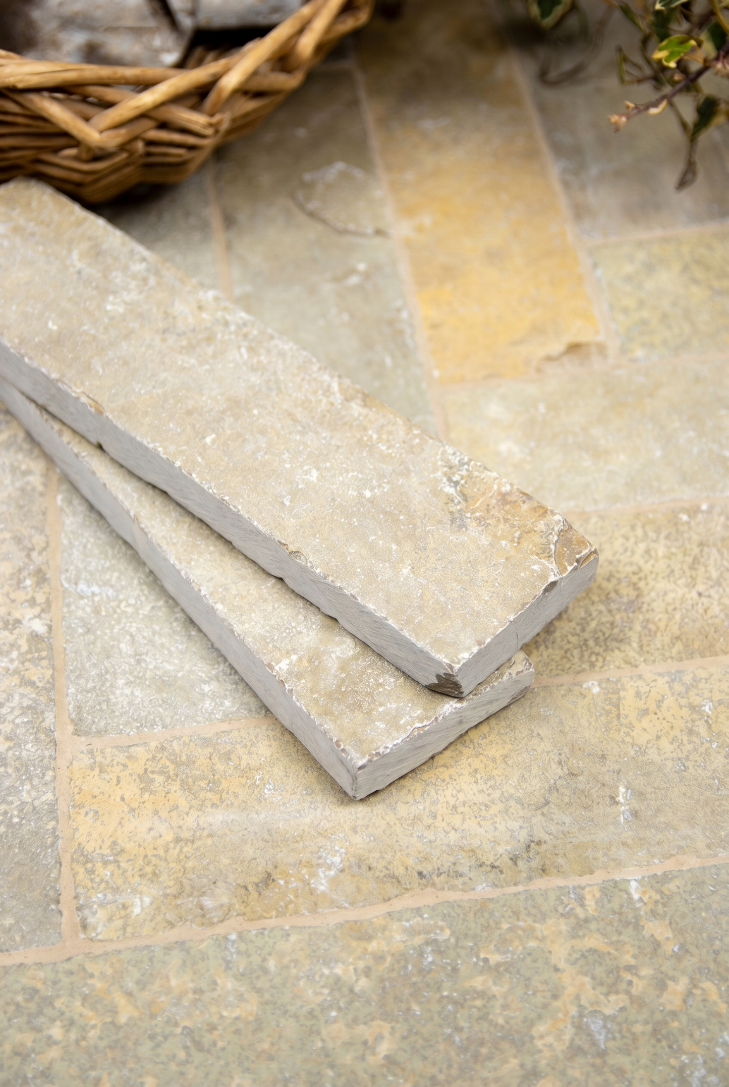 Elkstone Yellow Tumbled Herringbone