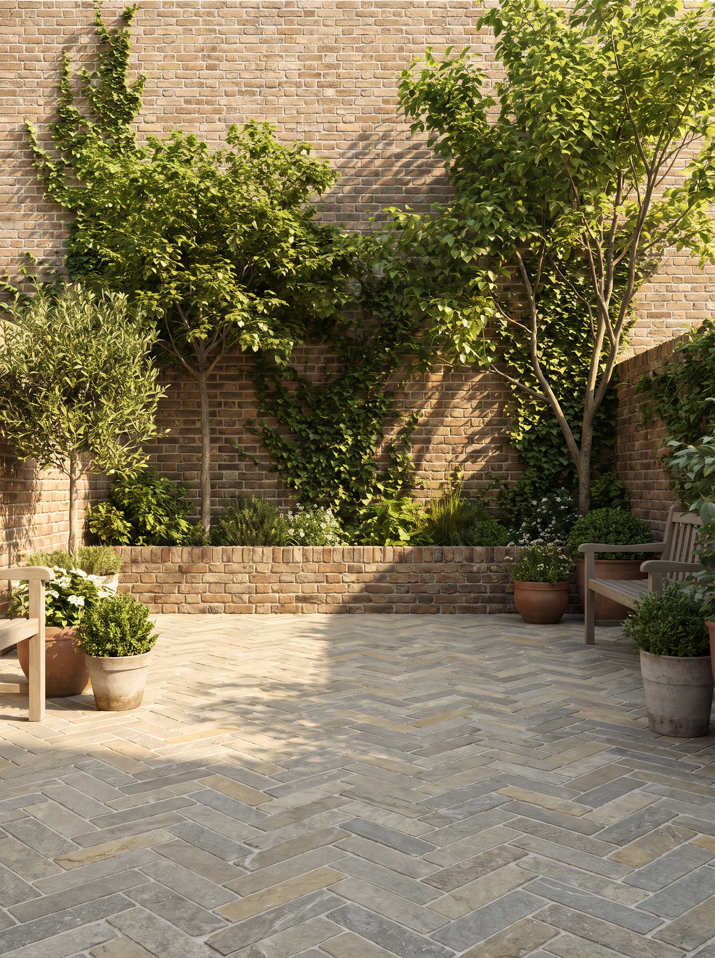 Elkstone Yellow Tumbled Herringbone