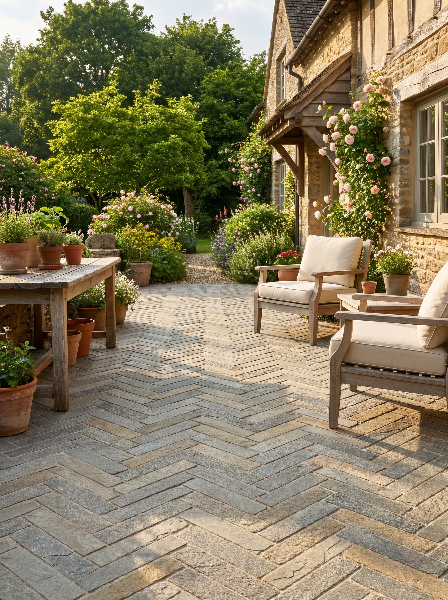Elkstone Yellow Tumbled Herringbone