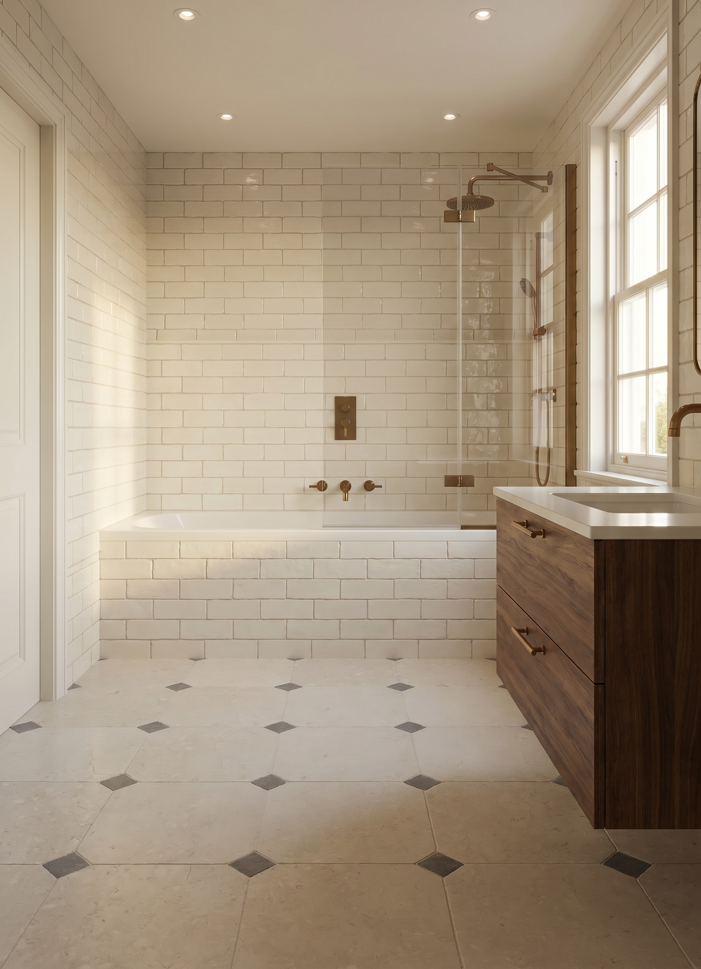 Elsham Limestone Octagon & Dot Tumbled Finish