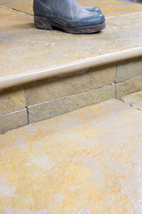 Elkstone Yellow Worn & Tumbled Bullnose Step With Rain Drip