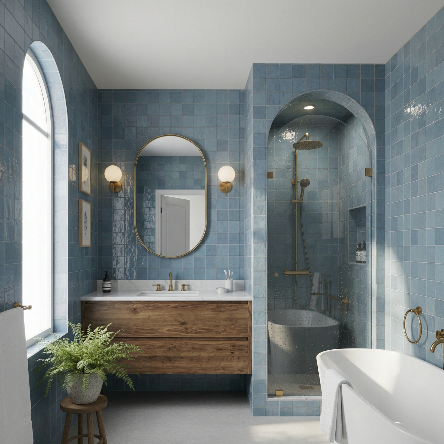 Denim Blue Zellige Bathroom Tile.
