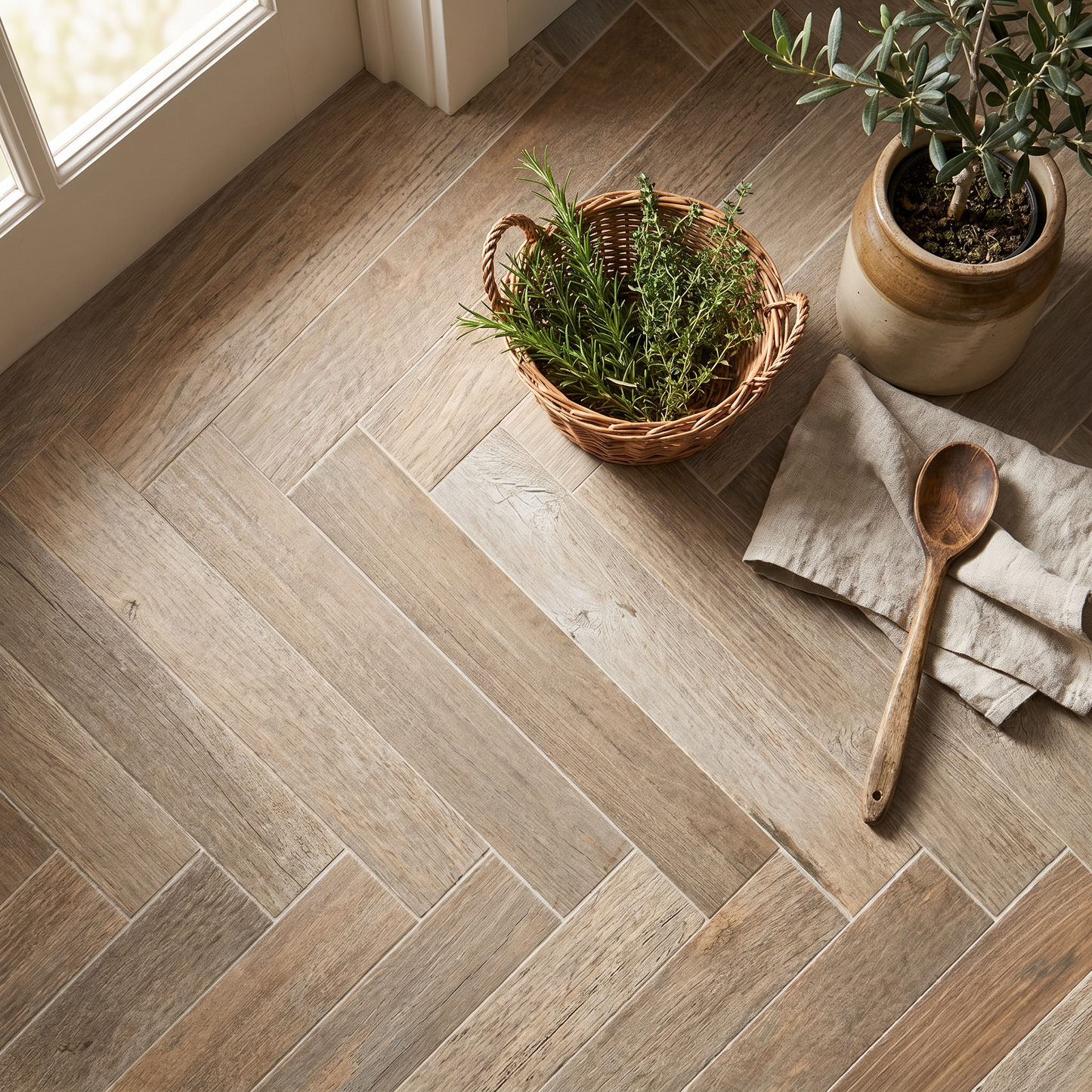 Ostuni Wood Walnut Herringbone