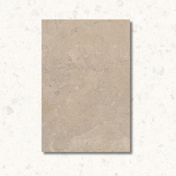 Beige rectangular tile on a textured white background