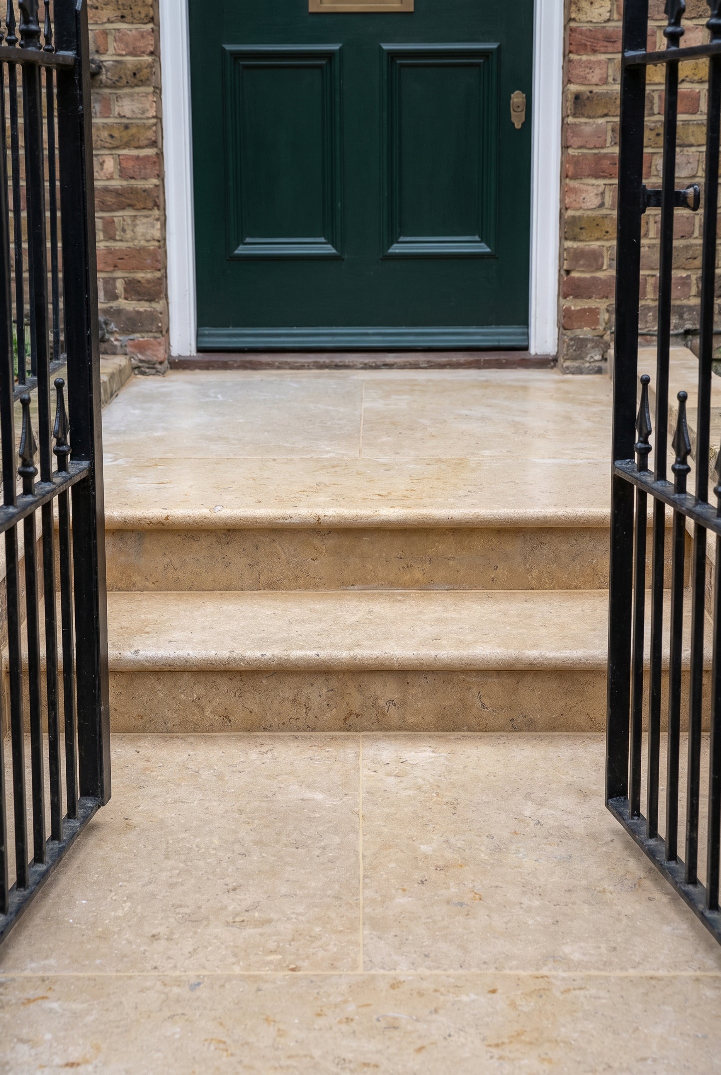 Selborne Limestone Bullnose Step & Riser - Tumbled & Etched Finish