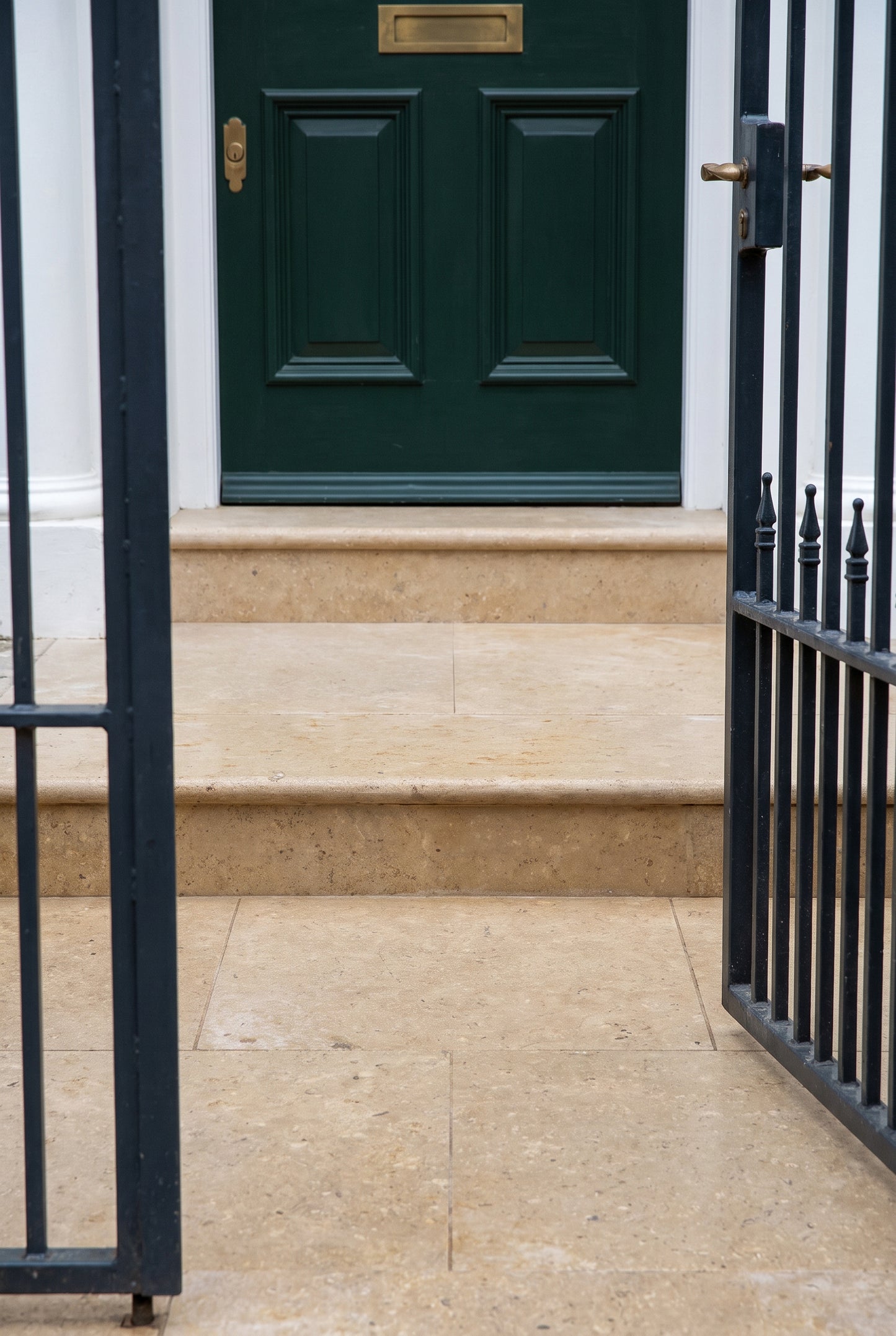 Selborne Limestone Bullnose Step & Riser - Tumbled & Etched Finish