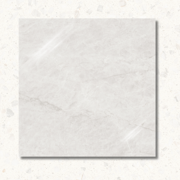 White marble tile on a light gray background