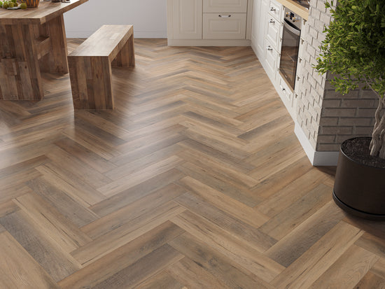 Benmore Golden Brown Oak Herringbone 6.5/0.5mm Click SPC