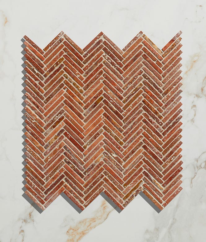 Athens Rosso Travertine Tumbled Finish