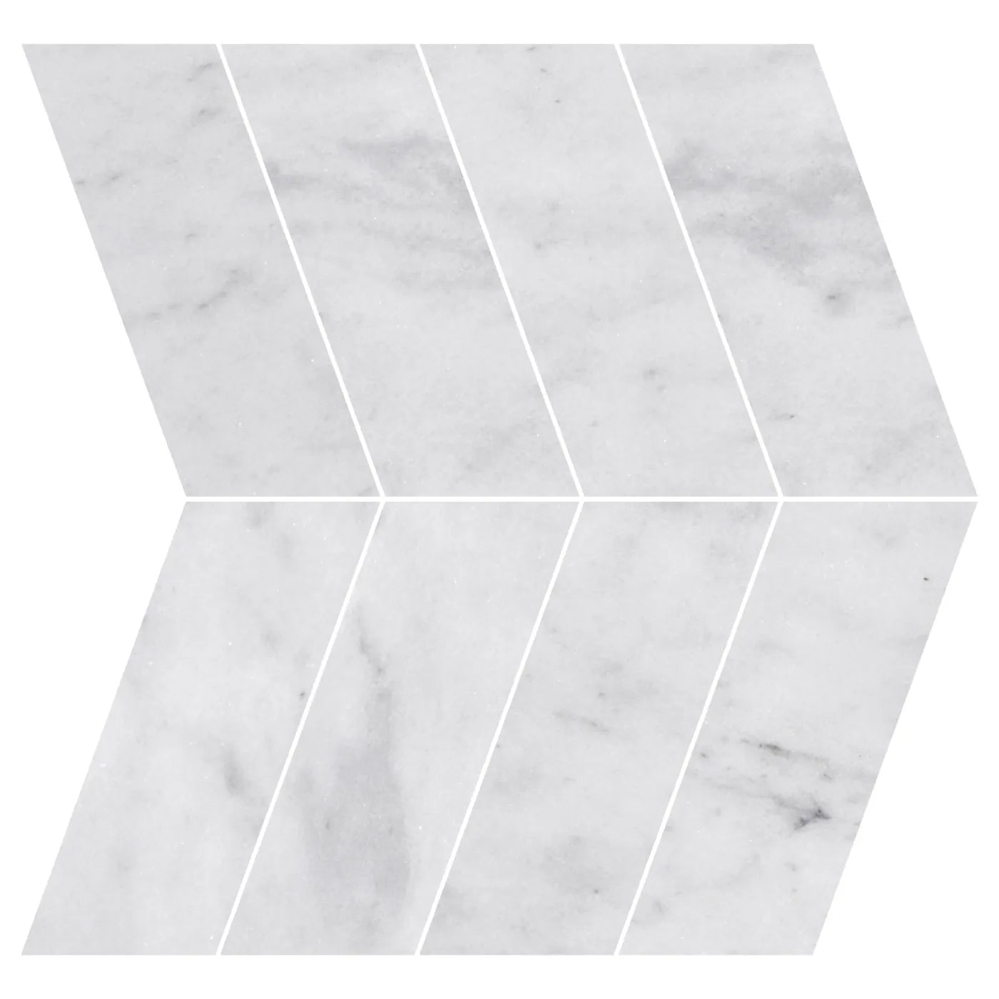 Carrara White Honed Marble Chevron