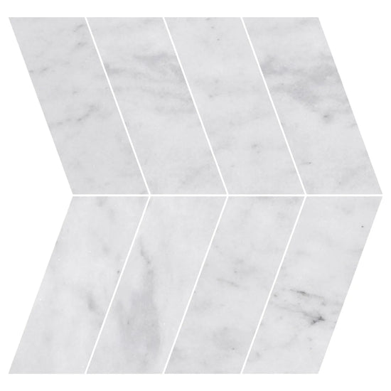 Carrara White Honed Marble Chevron