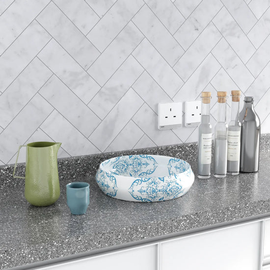 Carrara White Honed Herringbone Marble