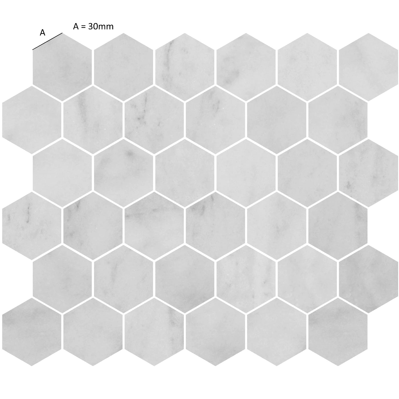 Carrara White Polished Marble Hexagon