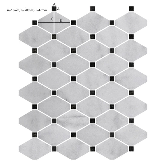 Carrara White Honed Marble Mosaic Diamond