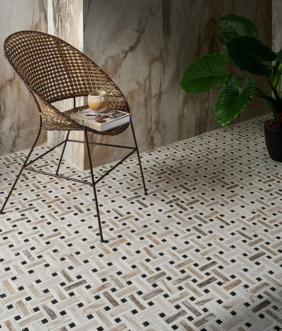East Village Porcelain Basketweave Mosaic Oro