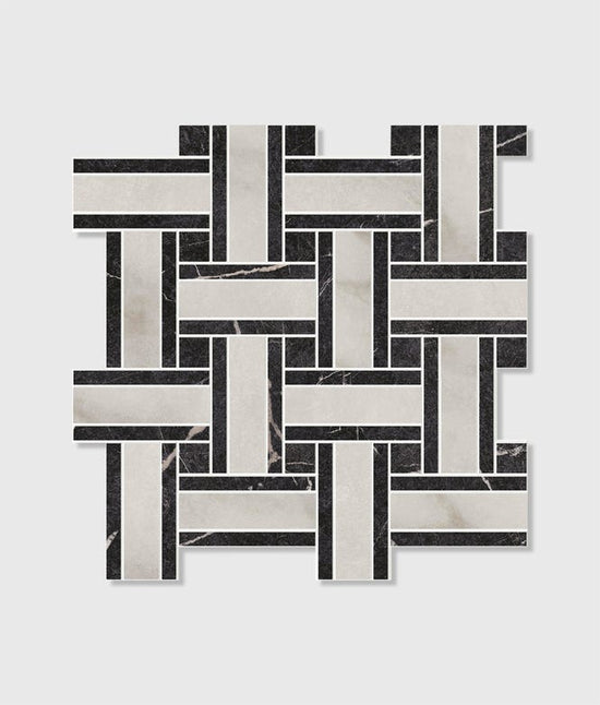East Village Porcelain Basketweave Mosaic Bianco