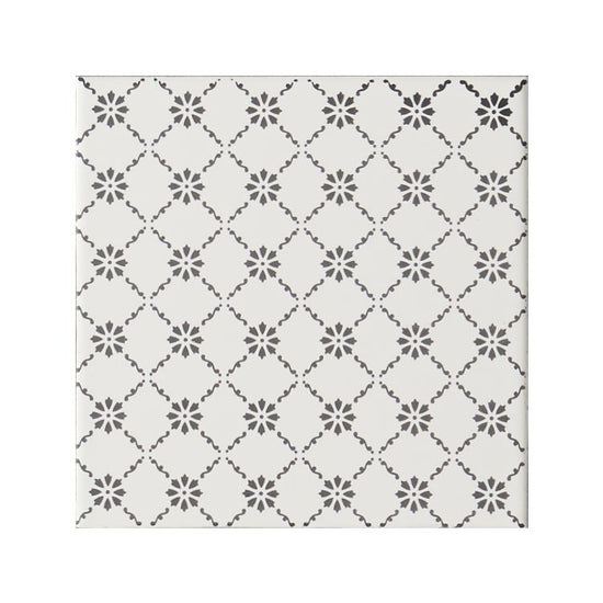 Floral Trellis Grey on Brilliant White