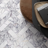 Lilac Polished Marble Herringbone