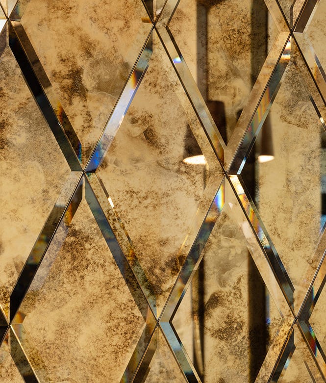 Rococo Mirror Diamond Brass