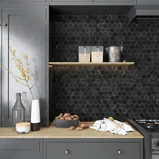 St Laurent Polished Marble Mosaic Hexagon