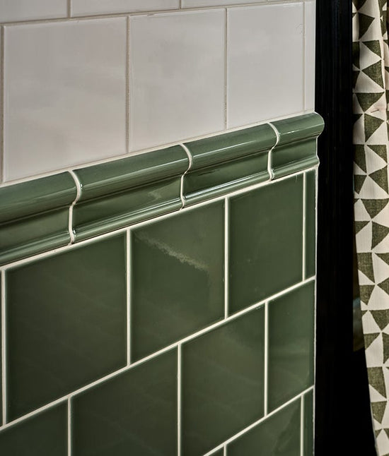 Victorian Style™ Ceramic Cabbage Green Crackle Glaze Dado
