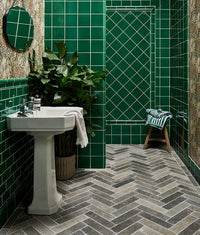 Victorian Style Wall Emerald Green Square Glaze Crackle Glaze Finish