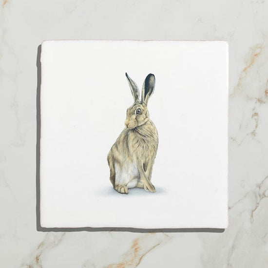 Wiltshire Hares by Joanna May (On Rural White Base) Gloss Finish