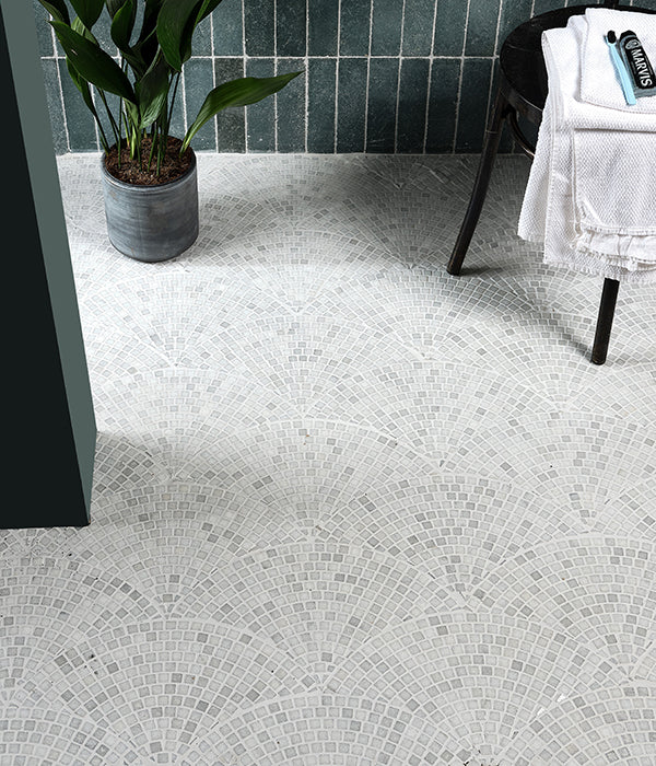 Long Island Fan Marble mosaic Honed Finish 