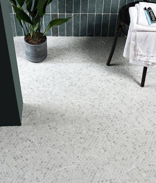 Long Island Fan Marble mosaic Honed Finish 