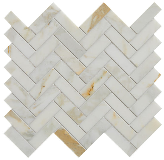 Palazzo Oro Marble Herringbone Mosaic Honed Finish