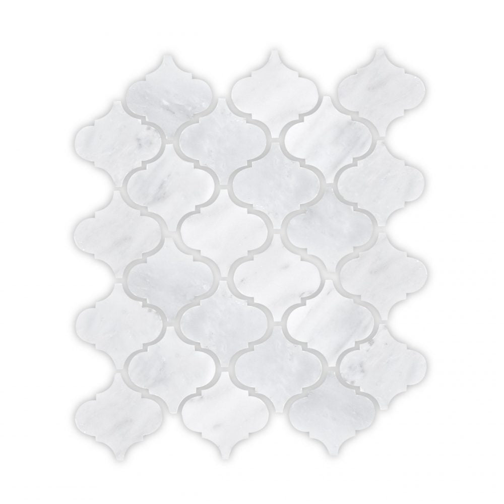 Alpine White Honed Marble Lantern Mosaic