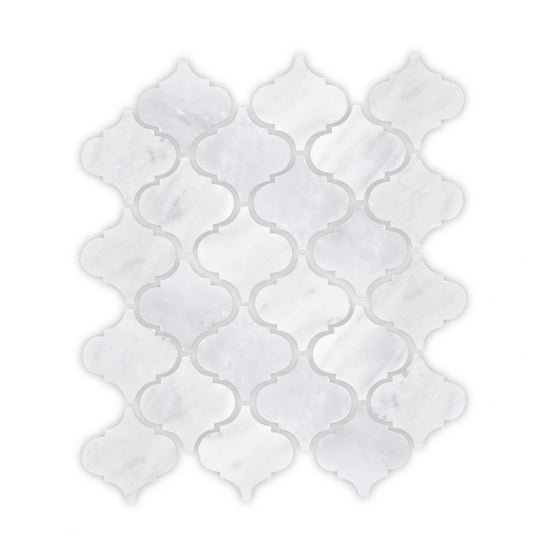 Alpine White Honed Marble Lantern Mosaic