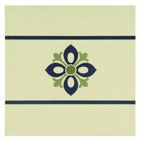 Bohemia Border Dublin, Khaki and Dark Blue on White